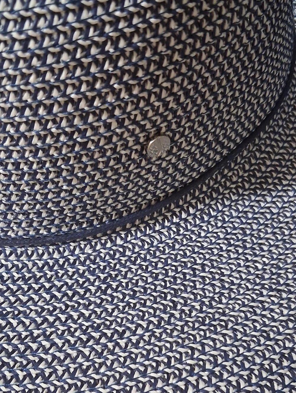 Women’s Navy & White Braided Sun Hat with Bead Accent